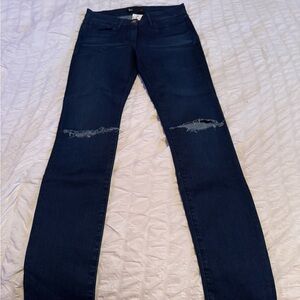 3x1 distressed knees dark denim size 26